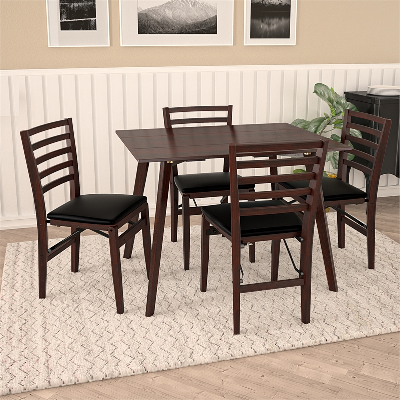 COSCO 48 x 30 Wood Drop Leaf Dining Table in Dark Mahogany