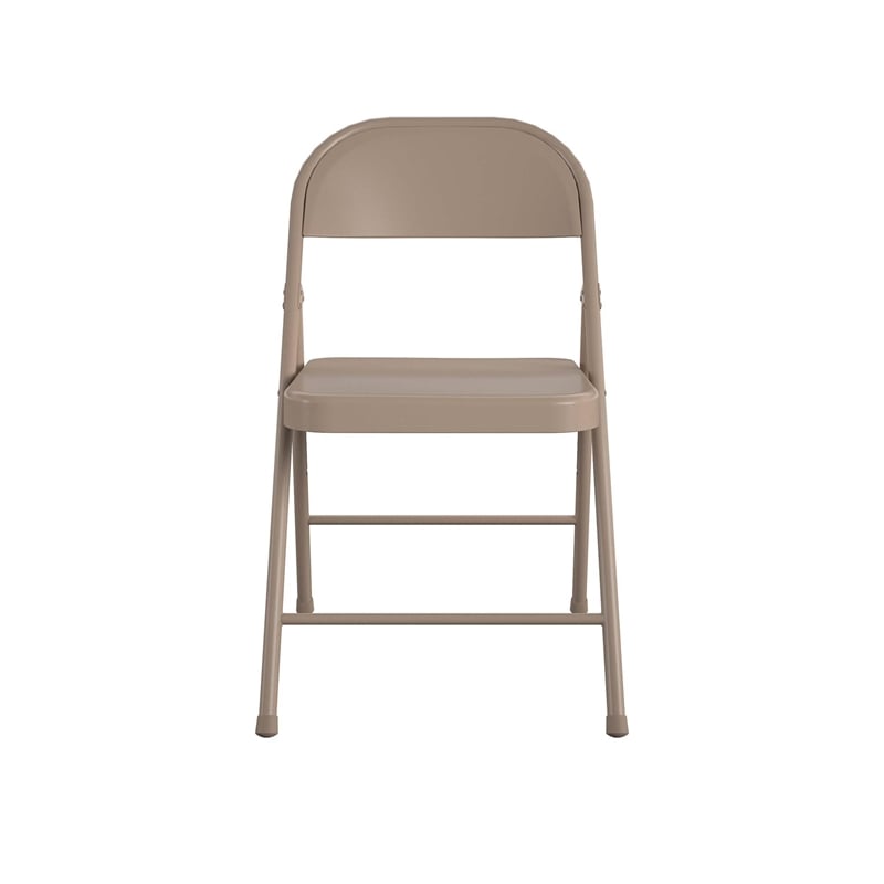 COSCO SmartFold All-Steel Folding Chair in Antique Linen (4-Pack)