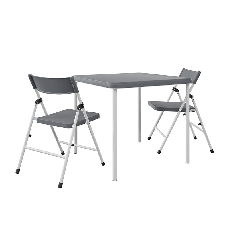 COSCO Kid's Activity Set with Folding Chairs in Gray & White (3-Piece Set)
