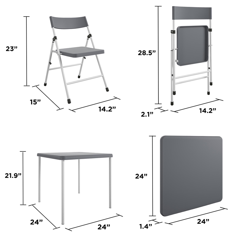 COSCO Kid's Activity Set with Folding Chairs in Gray & White (3-Piece Set)