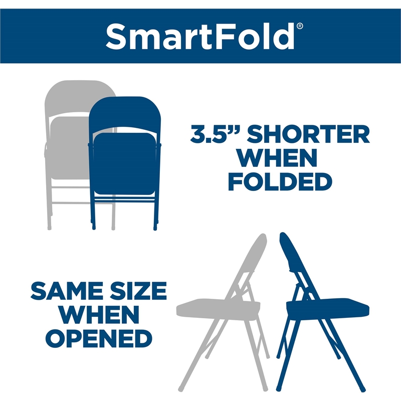COSCO SmartFold All-Steel Folding Chair in Grey (4-Pack)