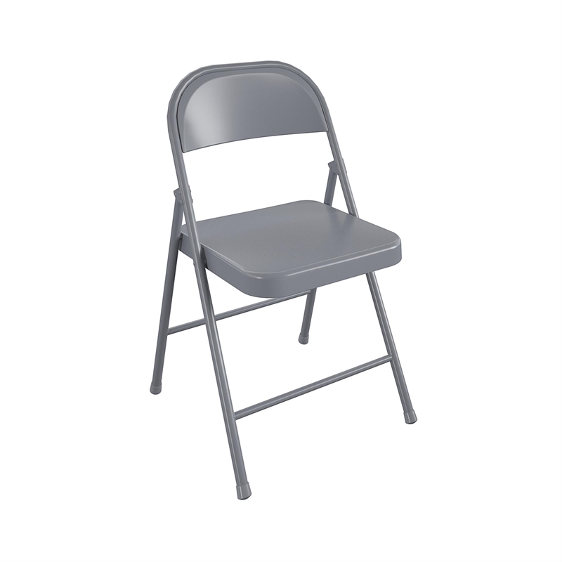 COSCO SmartFold All-Steel Folding Chair in Grey (4-Pack)