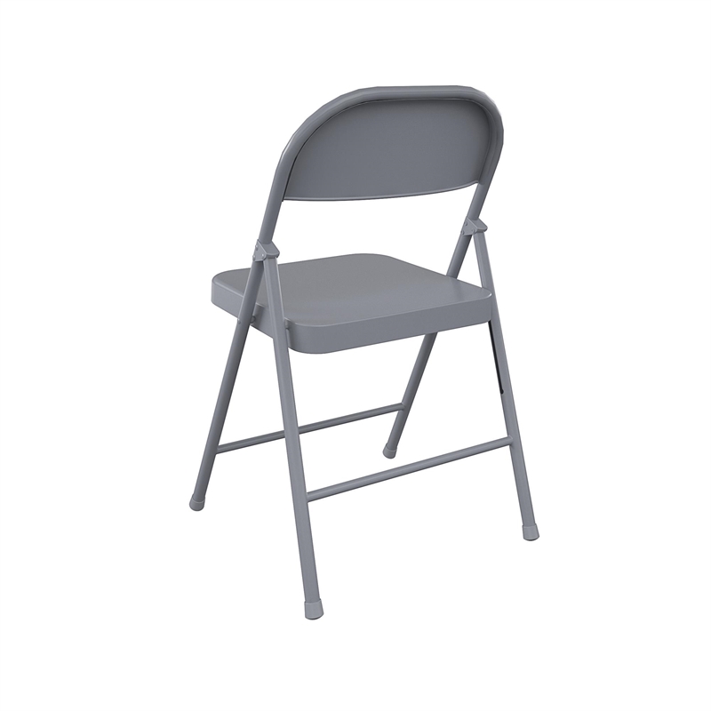 COSCO SmartFold All-Steel Folding Chair in Grey (4-Pack)