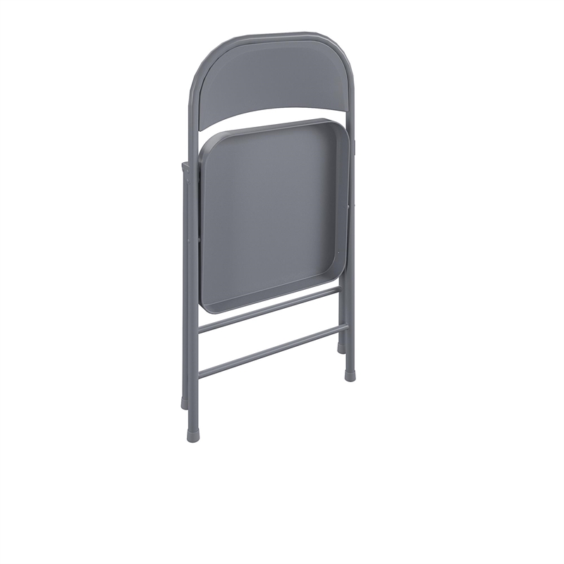 COSCO SmartFold All-Steel Folding Chair in Grey (4-Pack)
