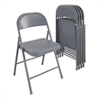 COSCO SmartFold All-Steel Folding Chair in Grey (4-Pack)