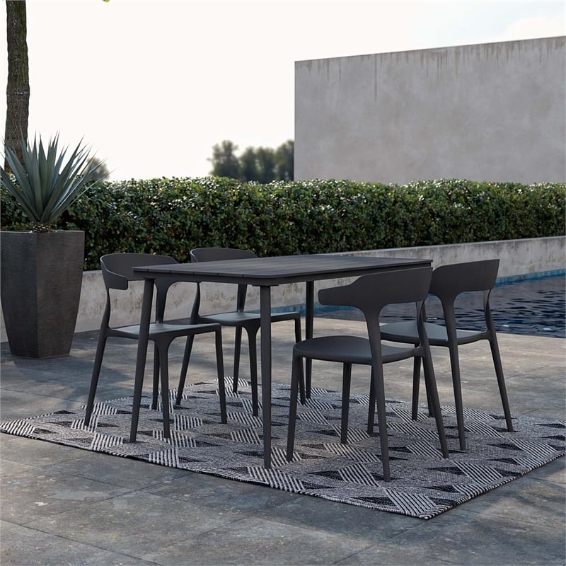 Novogratz Poolside Collection Felix Stacking Dining Chairs in Charcoal (4-Pack)