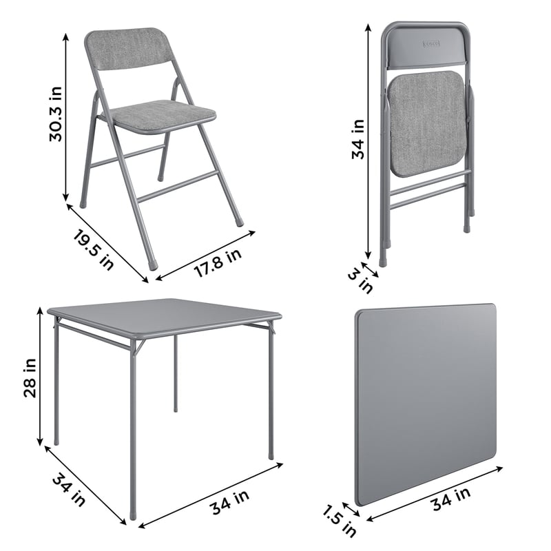 COSCO Premium 5-Piece Folding Fabric Dining Set & 34