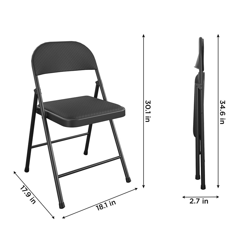 COSCO SmartFold Fabric Folding Chair in Black (4-Pack)