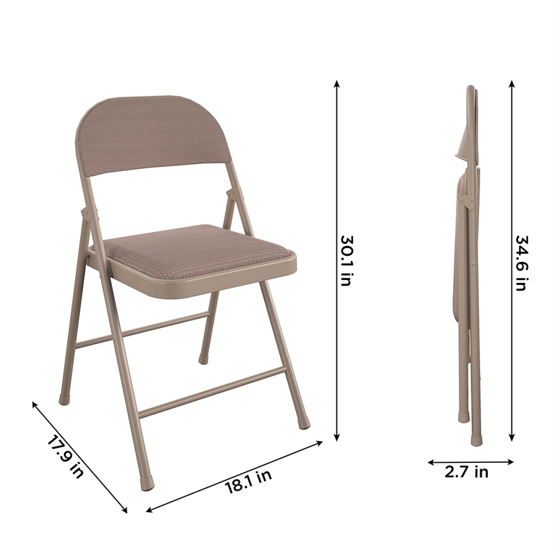 COSCO SmartFold Fabric Folding Chair in Antique Linen (4-Pack)