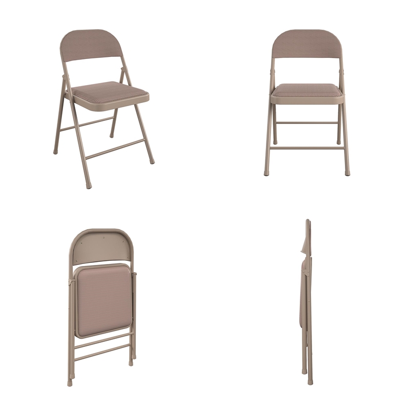 COSCO SmartFold Fabric Folding Chair in Antique Linen (4-Pack)