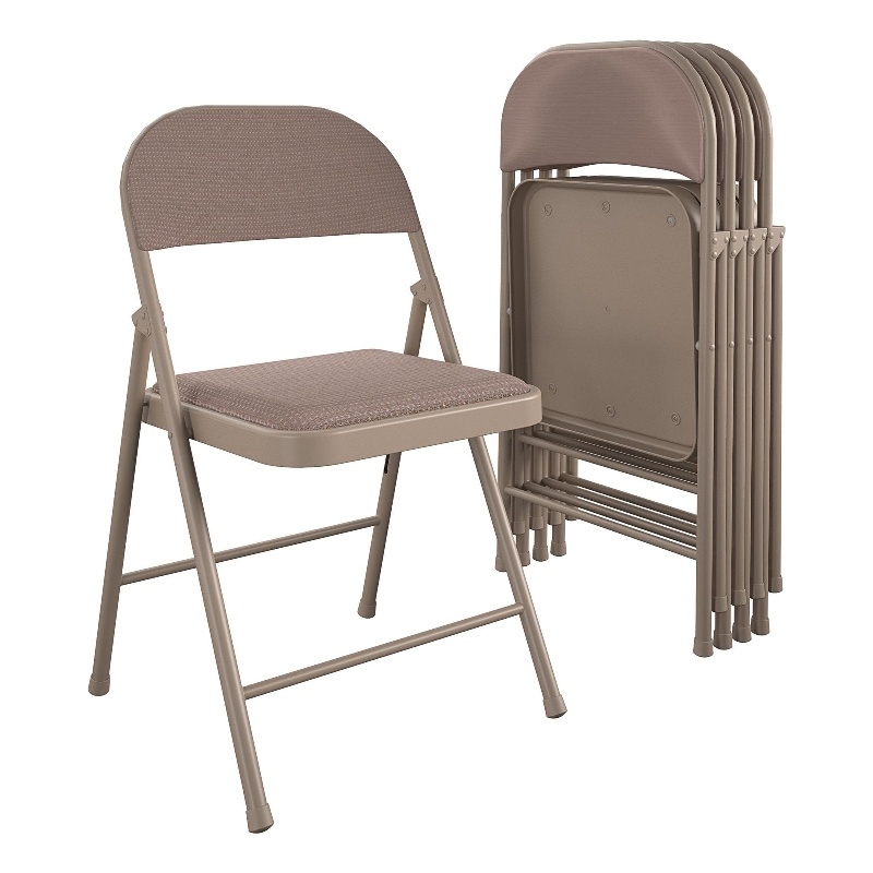 COSCO SmartFold Fabric Folding Chair in Antique Linen (4-Pack)