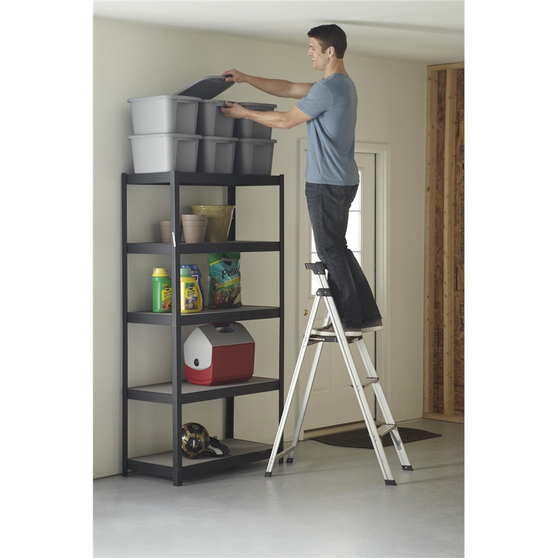 COSCO 3-Step 5' Lite Solutions Folding Step Stool 225 lb. Capacity - Aluminum