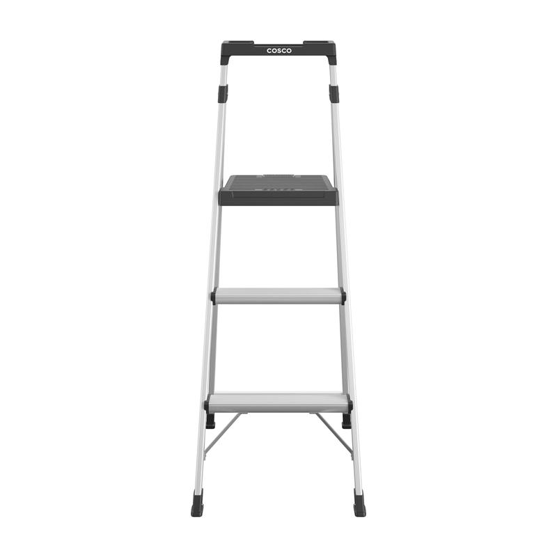 COSCO 3-Step 5' Lite Solutions Folding Step Stool 225 lb. Capacity - Aluminum