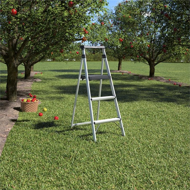 COSCO 3-Step 5' Lite Solutions Folding Step Stool 225 lb. Capacity - Aluminum