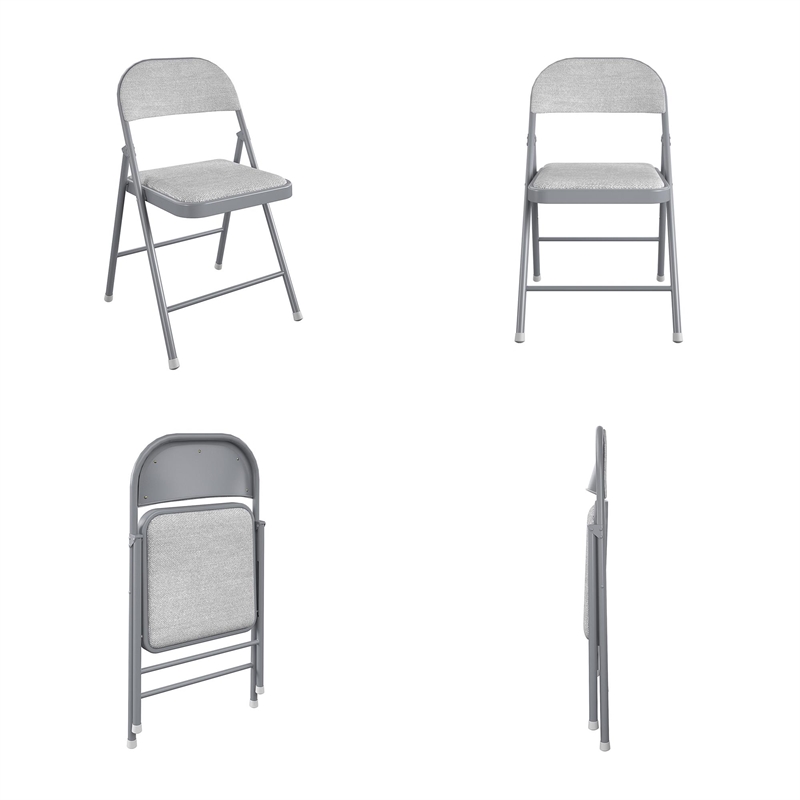 COSCO SmartFold Fabric Folding Chair in Gray (4-Pack)