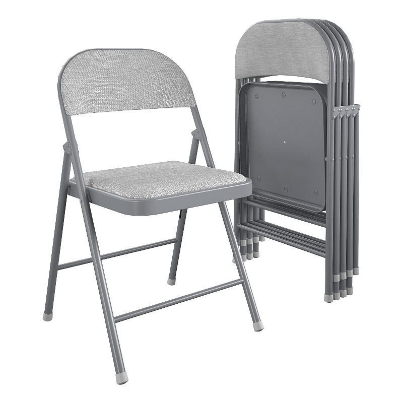 COSCO SmartFold Fabric Folding Chair in Gray (4-Pack)