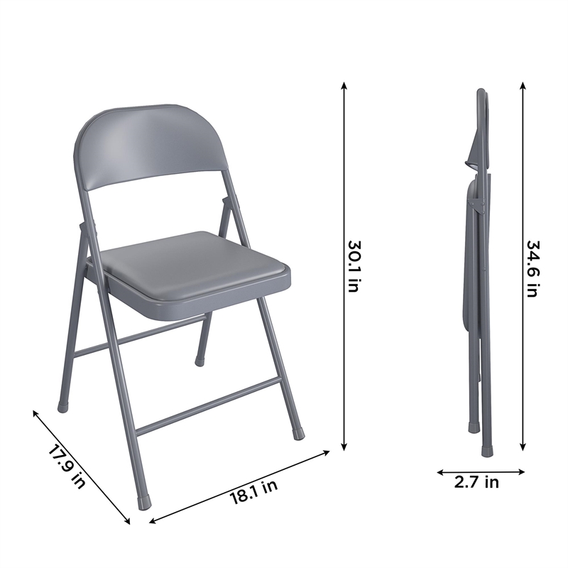 COSCO SmartFold Vinyl Folding Chair in Grey (4-Pack)