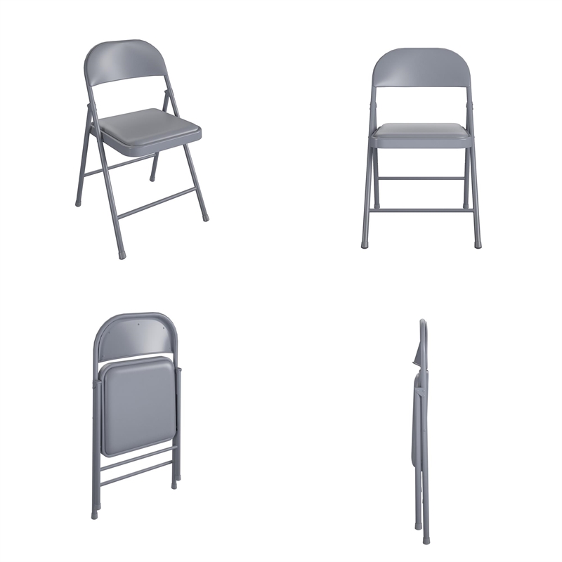 COSCO SmartFold Vinyl Folding Chair in Grey (4-Pack)