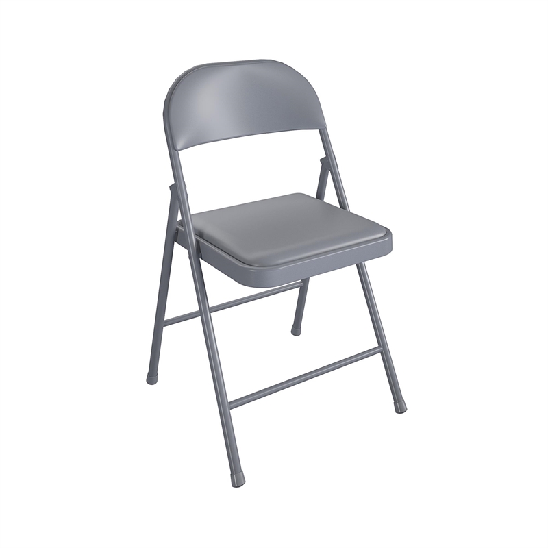 COSCO SmartFold Vinyl Folding Chair in Grey (4-Pack)
