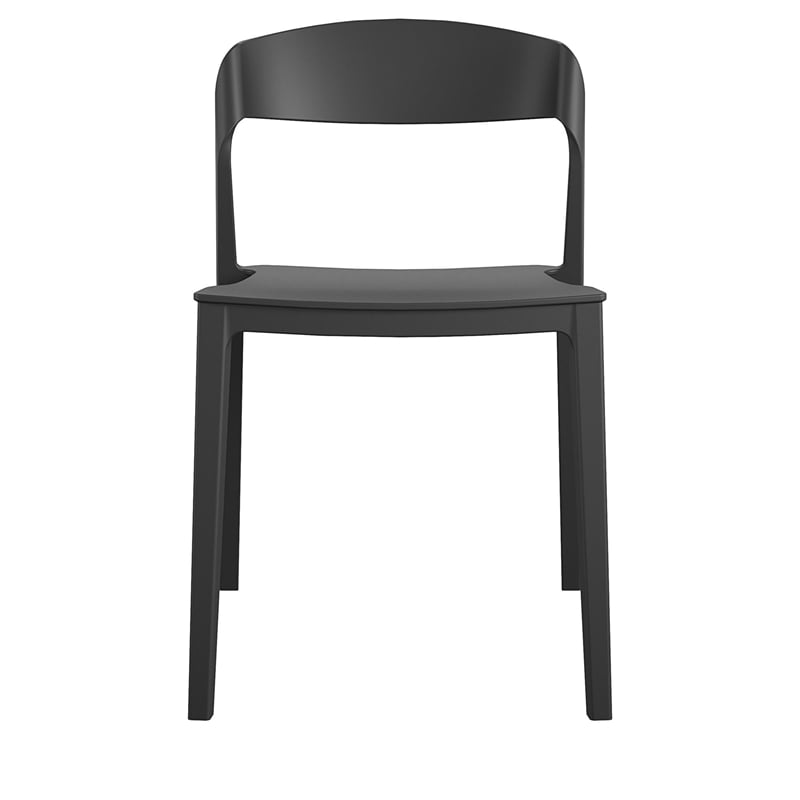COSCO Outdoor/Indoor Stacking Resin Chair with Ribbon Back in Black (2-Pack)