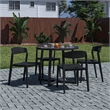 COSCO Outdoor/Indoor Stacking Resin Chair with Ribbon Back in Black (2-Pack)