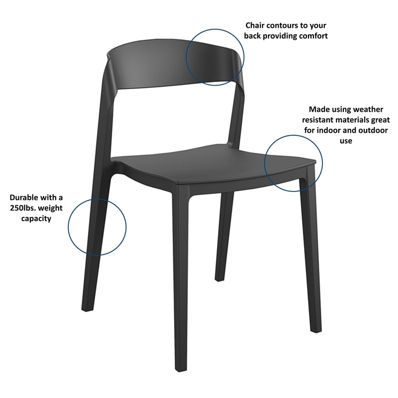 COSCO Outdoor/Indoor Stacking Resin Chair with Ribbon Back in Black (2-Pack)
