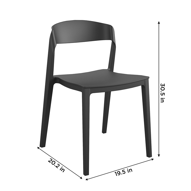 COSCO Outdoor/Indoor Stacking Resin Chair with Ribbon Back in Black (2-Pack)