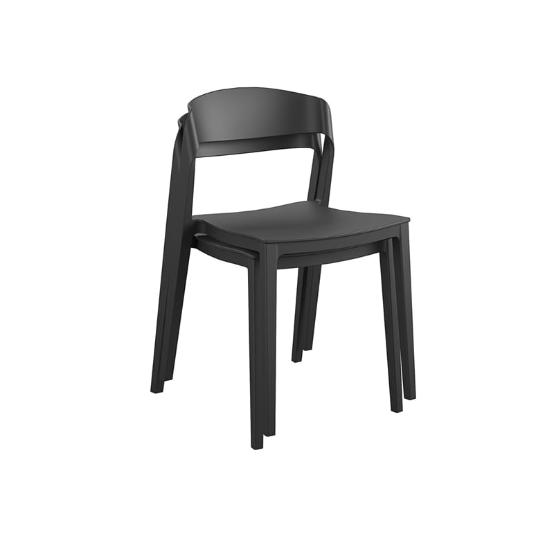 COSCO Outdoor/Indoor Stacking Resin Chair with Ribbon Back in Black (2-Pack)