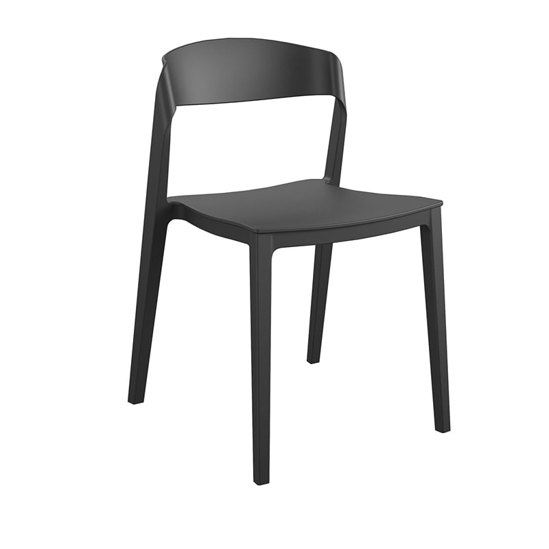 COSCO Outdoor/Indoor Stacking Resin Chair with Ribbon Back in Black (2-Pack)