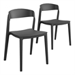 COSCO Outdoor/Indoor Stacking Resin Chair with Ribbon Back in Black (2-Pack)