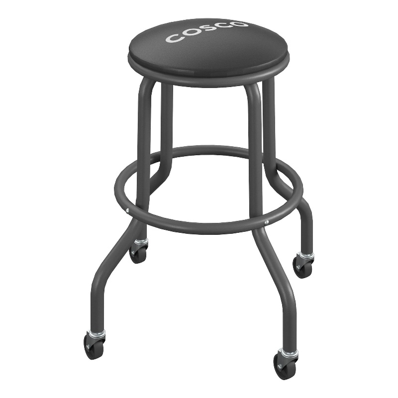COSCO All Steel Vinyl Work Seat with Rolling Casters- 300lb weight capacity