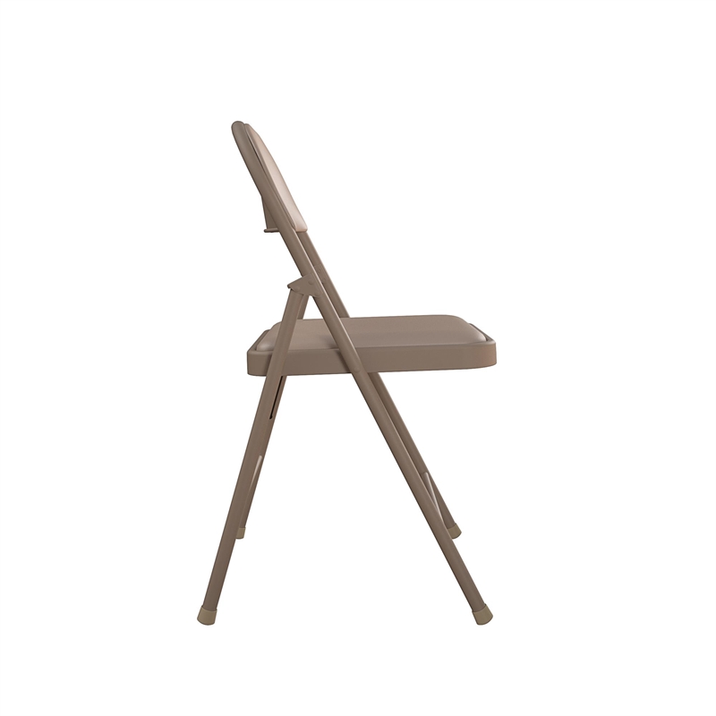 COSCO SmartFold Vinyl Folding Chair in Antique Linen (4-Pack)