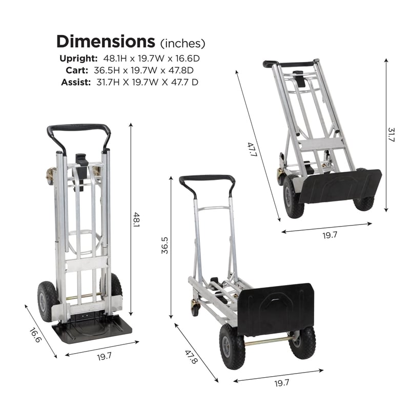 COSCO 4-in-1 Folding/Assisted Hand Truck/Cart/Platform Cart w/ Flat-Free Wheels