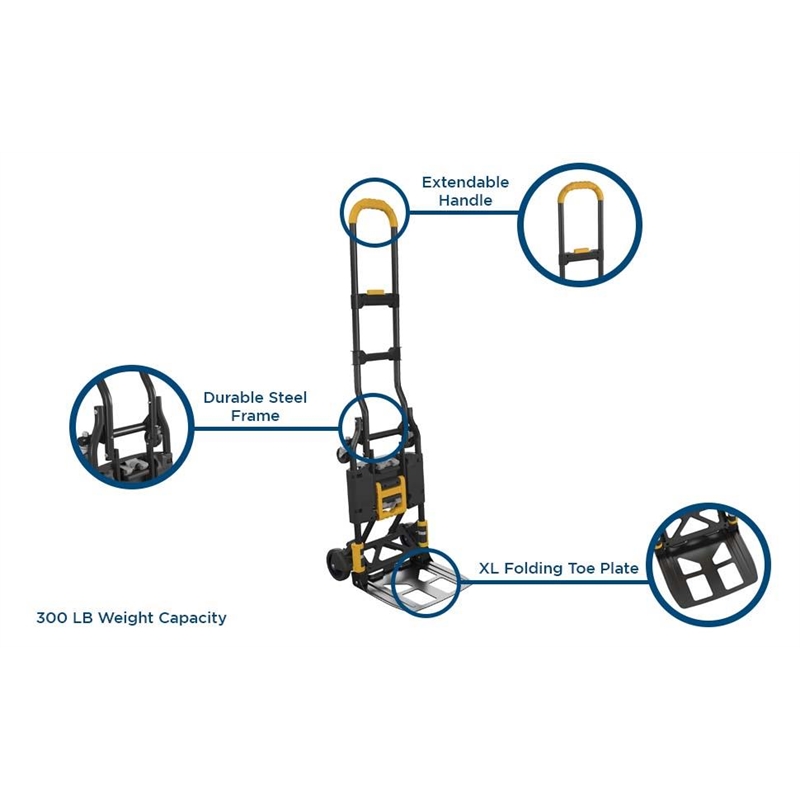 COSCO Folding 2-in-1 Hand Truck and Dolly with Extendable Handle