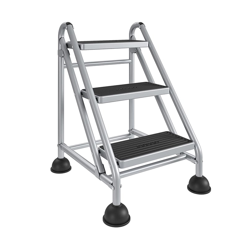 Cosco 3-Step Metal Rolling Step Ladder in Black