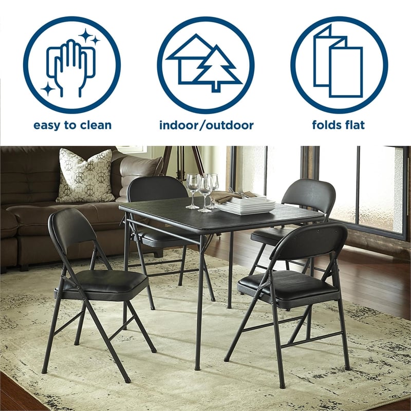 Cosco Square Vinyl Folding Table in Black