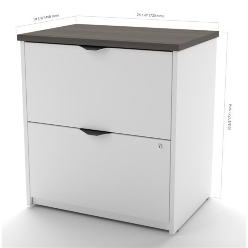 Bestar Innova 2 Drawer Lateral File Cabinet In White And Antigua