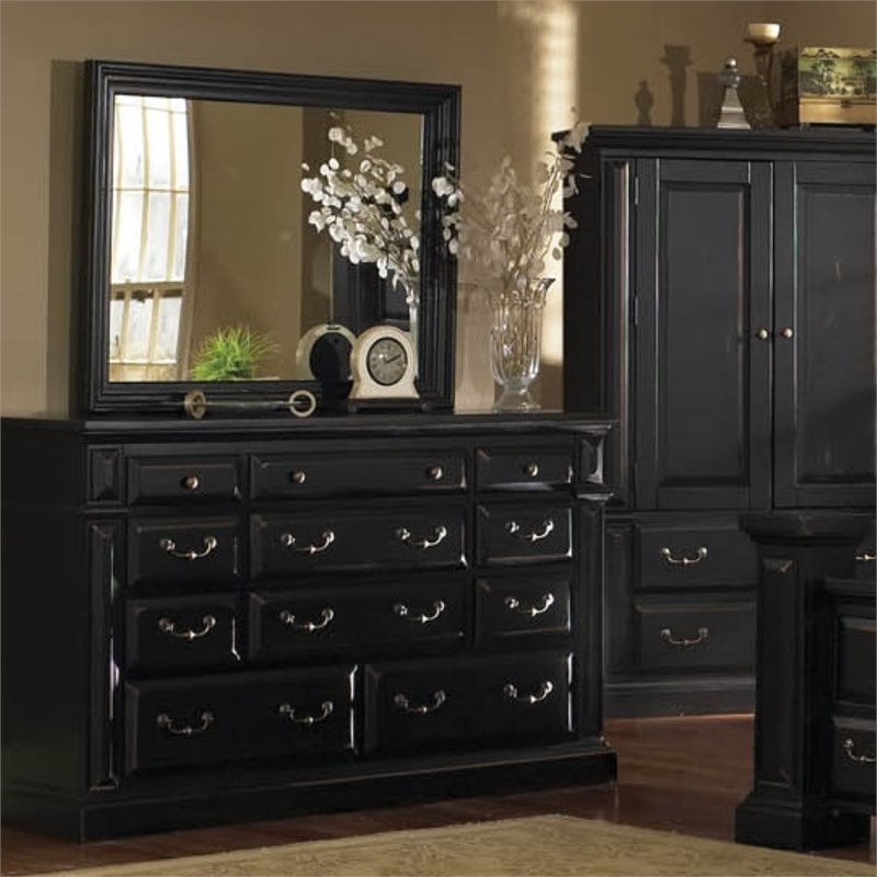 Progressive Torreon 6 Drawer Dresser and Mirror in Antique Black