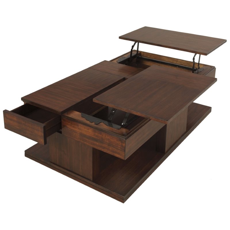 Progressive Furniture Le Mans Double Lift Top Wood Coffee Table Mozambique Brown
