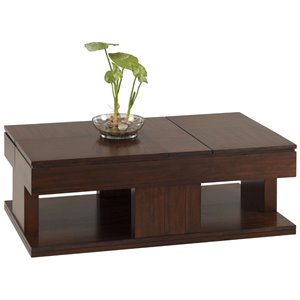 progressive furniture le mans double lift top wood coffee table mozambique brown