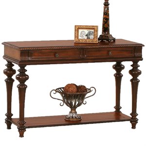 progressive furniture mountain manor wood console table in heritage cherry