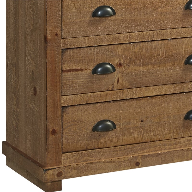 Progressive Furniture Willow 5 Drawer Wood Chest in Distressed Pine Tan