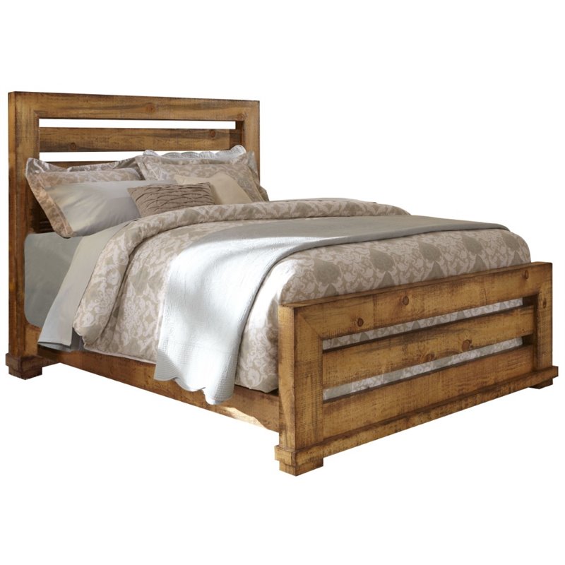 Progressive Furniture Willow Queen Slat Bed in Distressed Pine Cymax