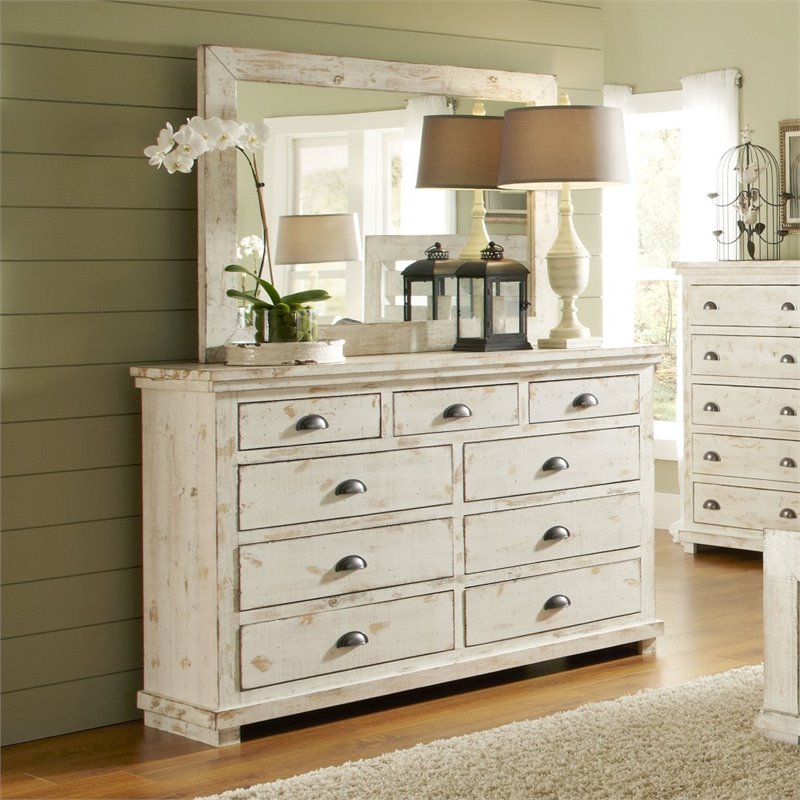 Distressed White Chest / Stevenson Manor 7 Drawer Dresser Distressed White Cali Connor