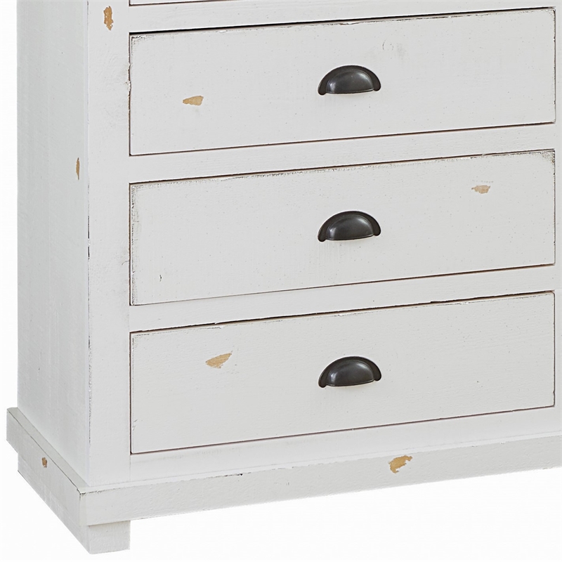 Progressive Furniture Willow 7 Drawer, 7 Drawer White Dresser With Mirror