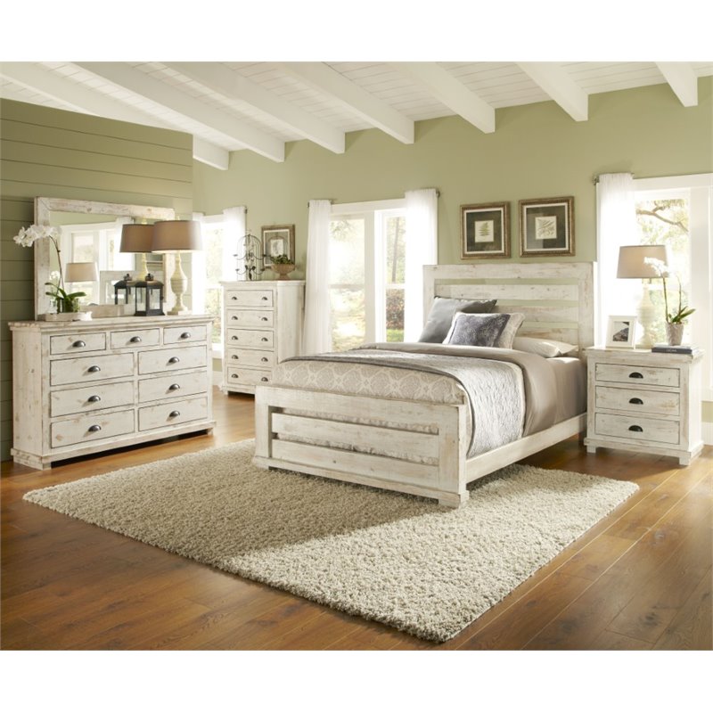 Progressive Willow 3 Drawer Nightstand In Distressed White P610 43