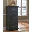 Progressive Furniture Willow 5 Drawer Wood Lingerie Chest in Distressed Black