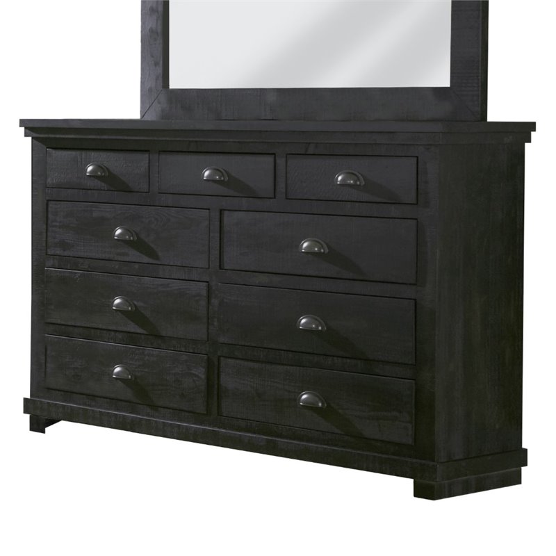 Progressive Willow 9 Drawer Dresser In Distressed Black P612 23