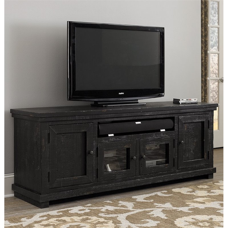 Progressive Willow 74 Tv Stand In Distressed Black P612e 74