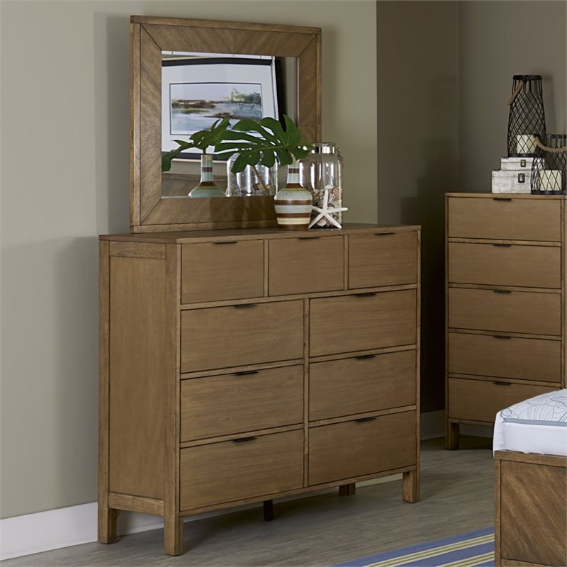 Details About Progressive Strategy 9 Drawer Dresser And Mirror In Jute